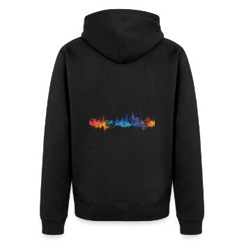 Neuss - Unisex Premium Bio Zip Hoodie - Schwarz - Hinten - Nico (187cm)