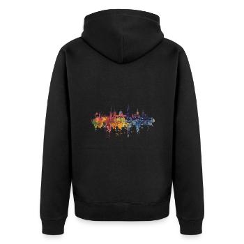 Offenbach am Main - Unisex Premium Bio Zip Hoodie - Schwarz - Hinten - Nico (187cm)