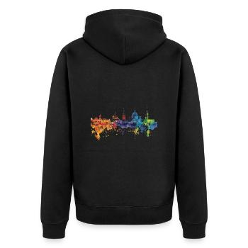 Potsdam - Unisex Premium Organic Zip Hoodie - black - Back - Nico (187cm)
