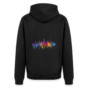 Rüsselsheim am Main - Unisex Premium Organic Zip Hoodie - black - Back - Nico (187cm)
