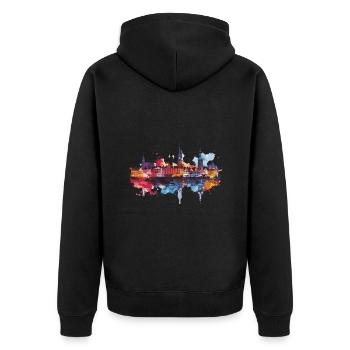 Sankt Augustin - Unisex Premium Bio Zip Hoodie - Schwarz - Hinten - Nico (187cm)