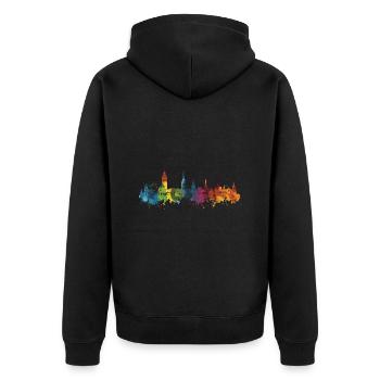 Wiesbaden - Unisex Premium Bio Zip Hoodie - Schwarz - Hinten - Nico (187cm)