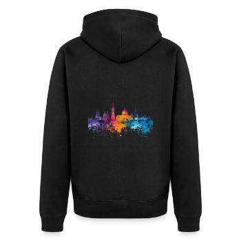 Bielefeld - Unisex Premium Bio Zip Hoodie - Schwarz - Hinten - Nico (187cm)