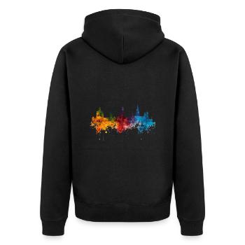Braunschweig - Unisex Premium Bio Zip Hoodie - Schwarz - Hinten - Nico (187cm)