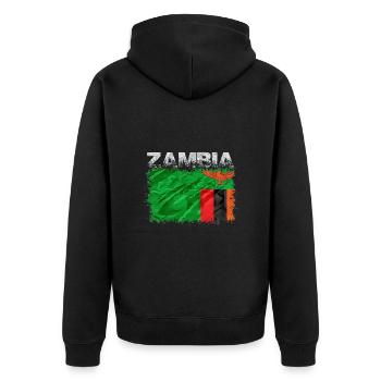 Sambia - Unisex Premium Bio Zip Hoodie - Schwarz - Hinten - Nico (187cm)