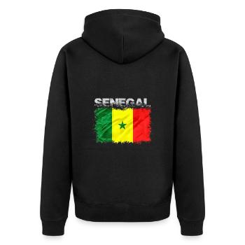 Senegal - Unisex Premium Bio Zip Hoodie - Schwarz - Hinten - Nico (187cm)