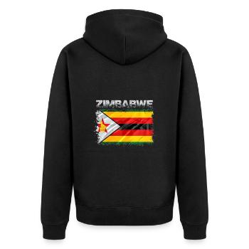 Simbabwe - Unisex Premium Bio Zip Hoodie - Schwarz - Hinten - Nico (187cm)
