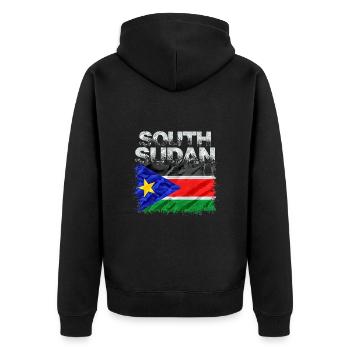 Sudan - Unisex Premium Bio Zip Hoodie - Schwarz - Hinten - Nico (187cm)