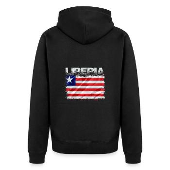 Liberia - Unisex Premium Organic Zip Hoodie - black - Back - Nico (187cm)