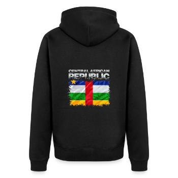 Zentralafrikanische Republik - Unisex Premium Bio Zip Hoodie - Schwarz - Hinten - Nico (187cm)