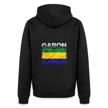 Gabun - Unisex Premium Bio Zip Hoodie - Schwarz - Hinten - Nico (187cm)