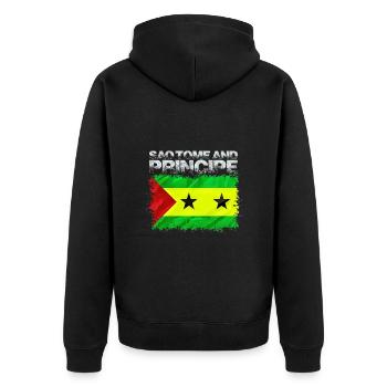 Sao Tome Principe - Unisex Premium Bio Zip Hoodie - Schwarz - Hinten - Nico (187cm)