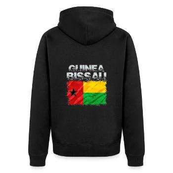 Guinea Bissau - Unisex Premium Bio Zip Hoodie - Schwarz - Hinten - Nico (187cm)
