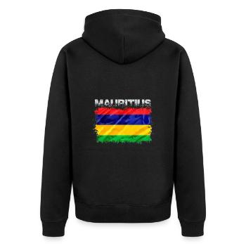 Mauritius - Unisex Premium Bio Zip Hoodie - Schwarz - Hinten - Nico (187cm)