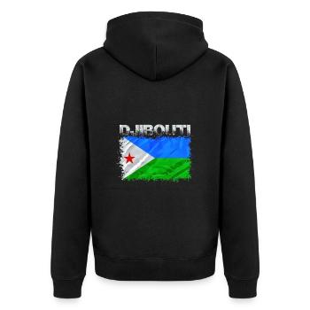 Dschibuti - Unisex Premium Bio Zip Hoodie - Schwarz - Hinten - Nico (187cm)
