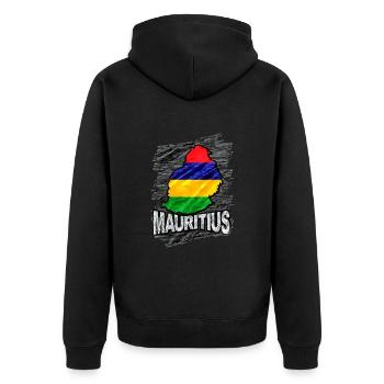 Mauritius - Unisex Premium Organic Zip Hoodie - black - Back - Nico (187cm)