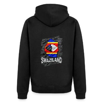Swasiland - Unisex Premium Bio Zip Hoodie - Schwarz - Hinten - Nico (187cm)
