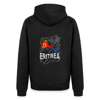 Eritrea - Unisex Premium Bio Zip Hoodie - Schwarz - Hinten - Nico (187cm)