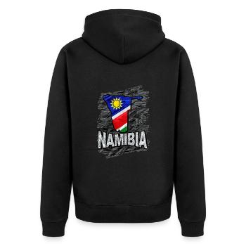 Namibia - Unisex Premium Bio Zip Hoodie - Schwarz - Hinten - Nico (187cm)