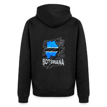 Botswana - Unisex Premium Bio Zip Hoodie - Schwarz - Hinten - Nico (187cm)