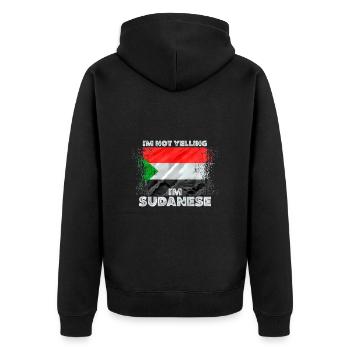 Sudan - Unisex Premium Bio Zip Hoodie - Schwarz - Hinten - Nico (187cm)