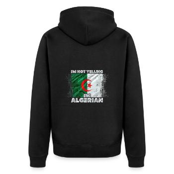 Algerien - Unisex Premium Bio Zip Hoodie - Schwarz - Hinten - Nico (187cm)