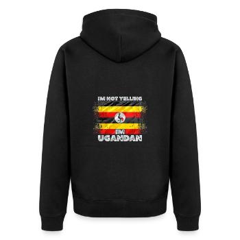Uganda - Unisex Premium Bio Zip Hoodie - Schwarz - Hinten - Nico (187cm)
