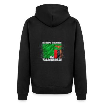 Sambia - Unisex Premium Bio Zip Hoodie - Schwarz - Hinten - Nico (187cm)