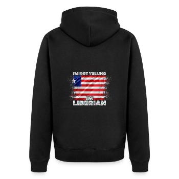 Liberia - Unisex Premium Organic Zip Hoodie - black - Back - Nico (187cm)
