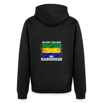 Gabun - Unisex Premium Bio Zip Hoodie - Schwarz - Hinten - Nico (187cm)