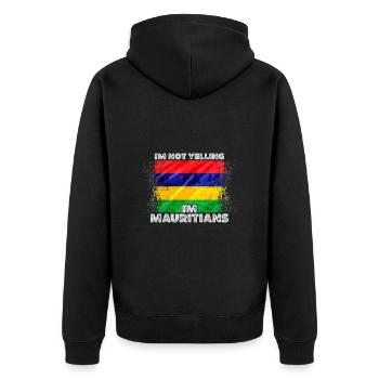 Mauritius - Unisex Premium Organic Zip Hoodie - black - Back - Nico (187cm)
