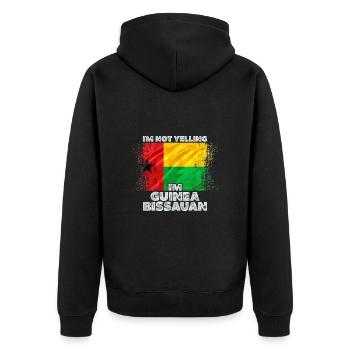 Guinea Bissau - Unisex Premium Bio Zip Hoodie - Schwarz - Hinten - Nico (187cm)