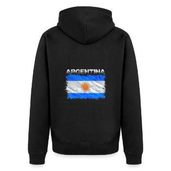 Argentinien - Unisex Premium Bio Zip Hoodie - Schwarz - Hinten - Nico (187cm)