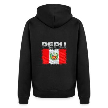 Peru - Unisex Premium Bio Zip Hoodie - Schwarz - Hinten - Nico (187cm)