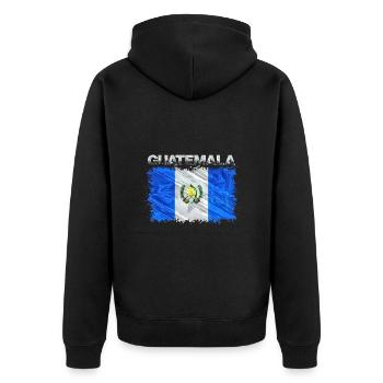 Guatemala - Unisex Premium Organic Zip Hoodie - black - Back - Nico (187cm)