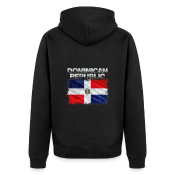 Dominikanische Republik - Unisex Premium Bio Zip Hoodie - Schwarz - Hinten - Nico (187cm)