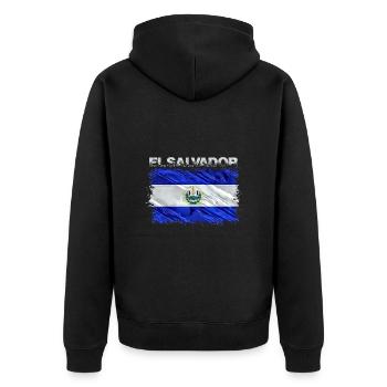 El Salvador - Unisex Premium Bio Zip Hoodie - Schwarz - Hinten - Nico (187cm)