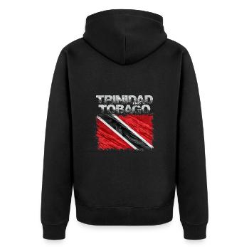 Trinidad und Tobago - Unisex Premium Bio Zip Hoodie - Schwarz - Hinten - Nico (187cm)