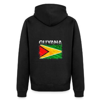 Guyana - Unisex Premium Organic Zip Hoodie - black - Back - Nico (187cm)