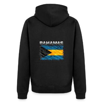 Bahamas - Unisex Premium Bio Zip Hoodie - Schwarz - Hinten - Nico (187cm)