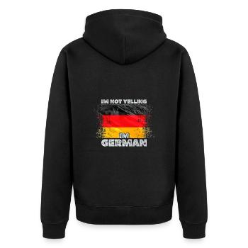 Deutschland - Unisex Premium Bio Zip Hoodie - Schwarz - Hinten - Nico (187cm)