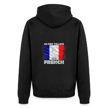 Frankreich - Unisex Premium Bio Zip Hoodie - Schwarz - Hinten - Nico (187cm)