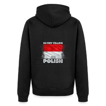 Polen - Unisex Premium Bio Zip Hoodie - Schwarz - Hinten - Nico (187cm)