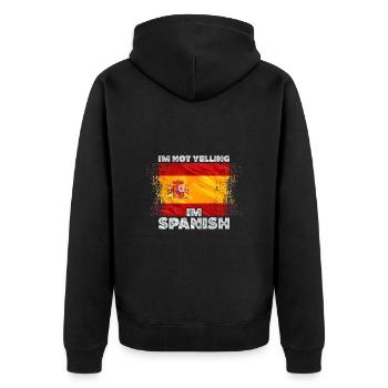 Spanien - Unisex Premium Bio Zip Hoodie - Schwarz - Hinten - Nico (187cm)