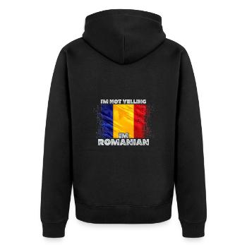 Romania - Unisex Premium Organic Zip Hoodie - black - Back - Nico (187cm)