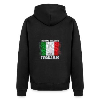 Italy - Unisex Premium Organic Zip Hoodie - black - Back - Nico (187cm)