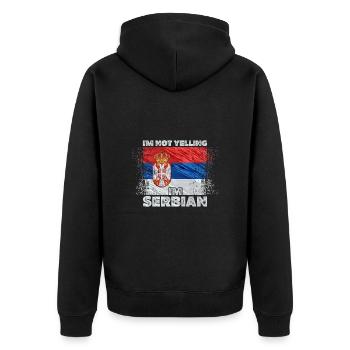 Serbia - Unisex Premium Organic Zip Hoodie - black - Back - Nico (187cm)