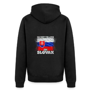 Slovakia - Unisex Premium Organic Zip Hoodie - black - Back - Nico (187cm)
