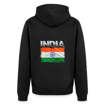 Indien - Unisex Premium Bio Zip Hoodie - Schwarz - Hinten - Nico (187cm)