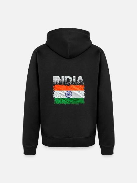 India - Unisex Premium Organic Zip Hoodie - black